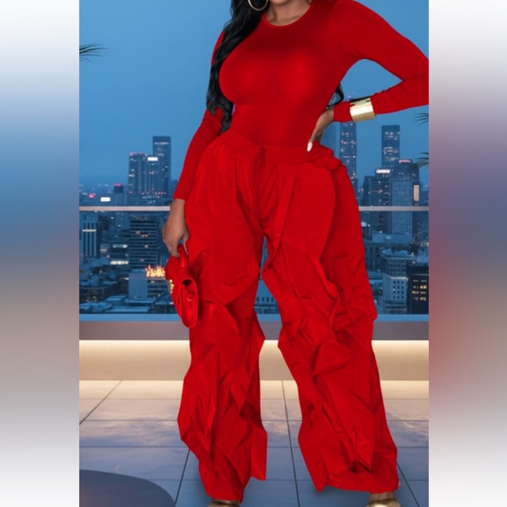 Red Ruffles Pants & Bodysuit Set - Picture 2 of 3